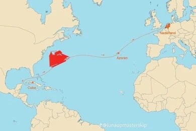 Route van Sint Maarten naar Nederland